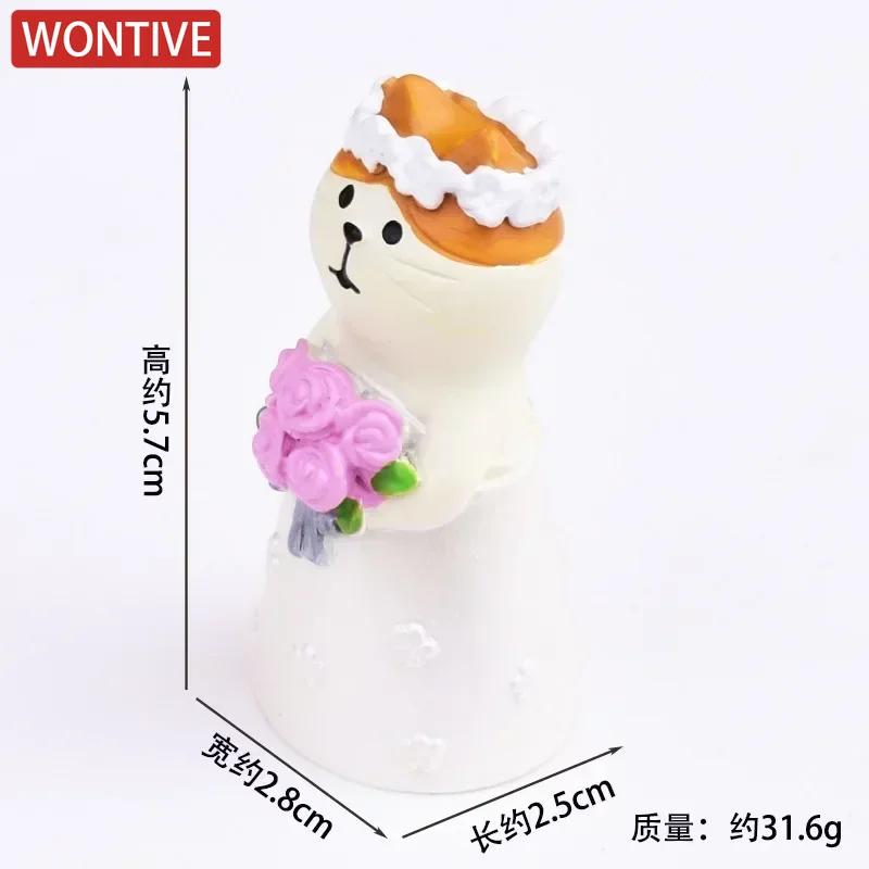 Zakka Japanese Wedding Cat Statue Cute Miniature Fairy Garden Accessories Artificial Landscape Toy Lawn Ornaments Model Ornament