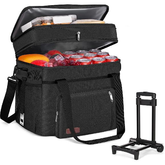

MIYCOO Cooler Bag Double Deck - 60 Can Leakproof Insulated Portable Soft Lunch Cooler, Extra Large Expandable Ice Chest Cooler For Beach, Picnic 30L чёрный