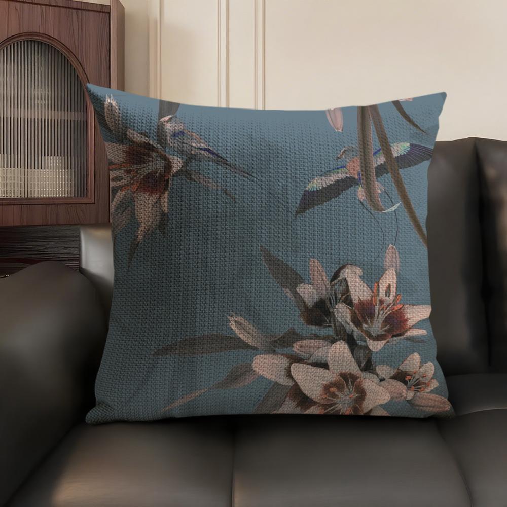 Classic A-Allsaints Floral Cushion Cover Summer Linen Organic Fabric Double-Sided Printing Sofa Pillow Case Home Decor
