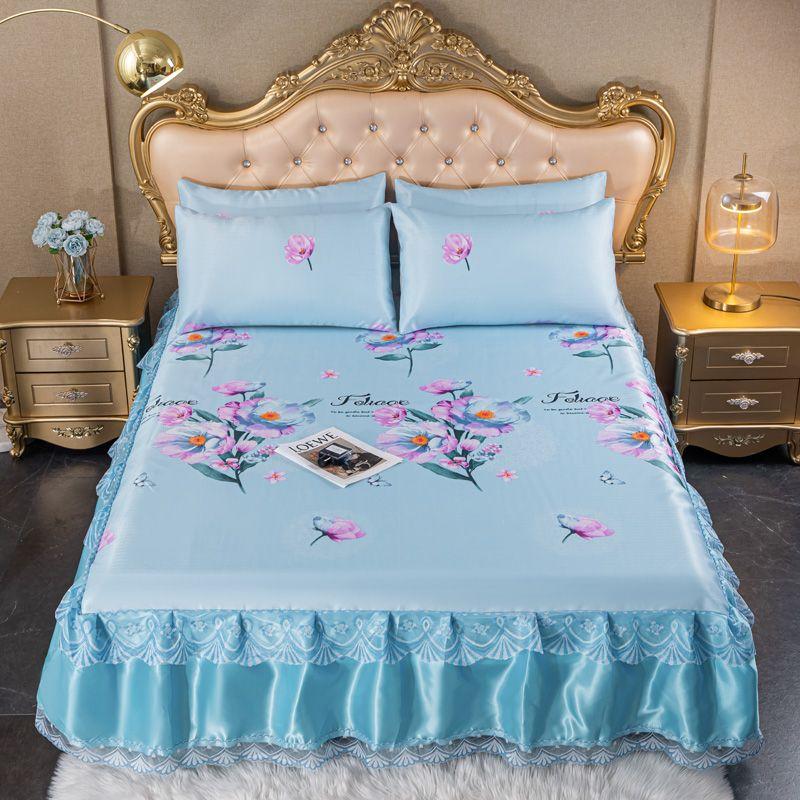 Bedroom Flat Sheets Bed Printed Fashion Modern Queen King Size Washed Cotton Comfortable Bedding Mattress Cover Bedspread