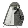 Lambswool Hooded Fleece-Lined Coat, Warm Outdoor Casual Plus Size Cotton Jacket