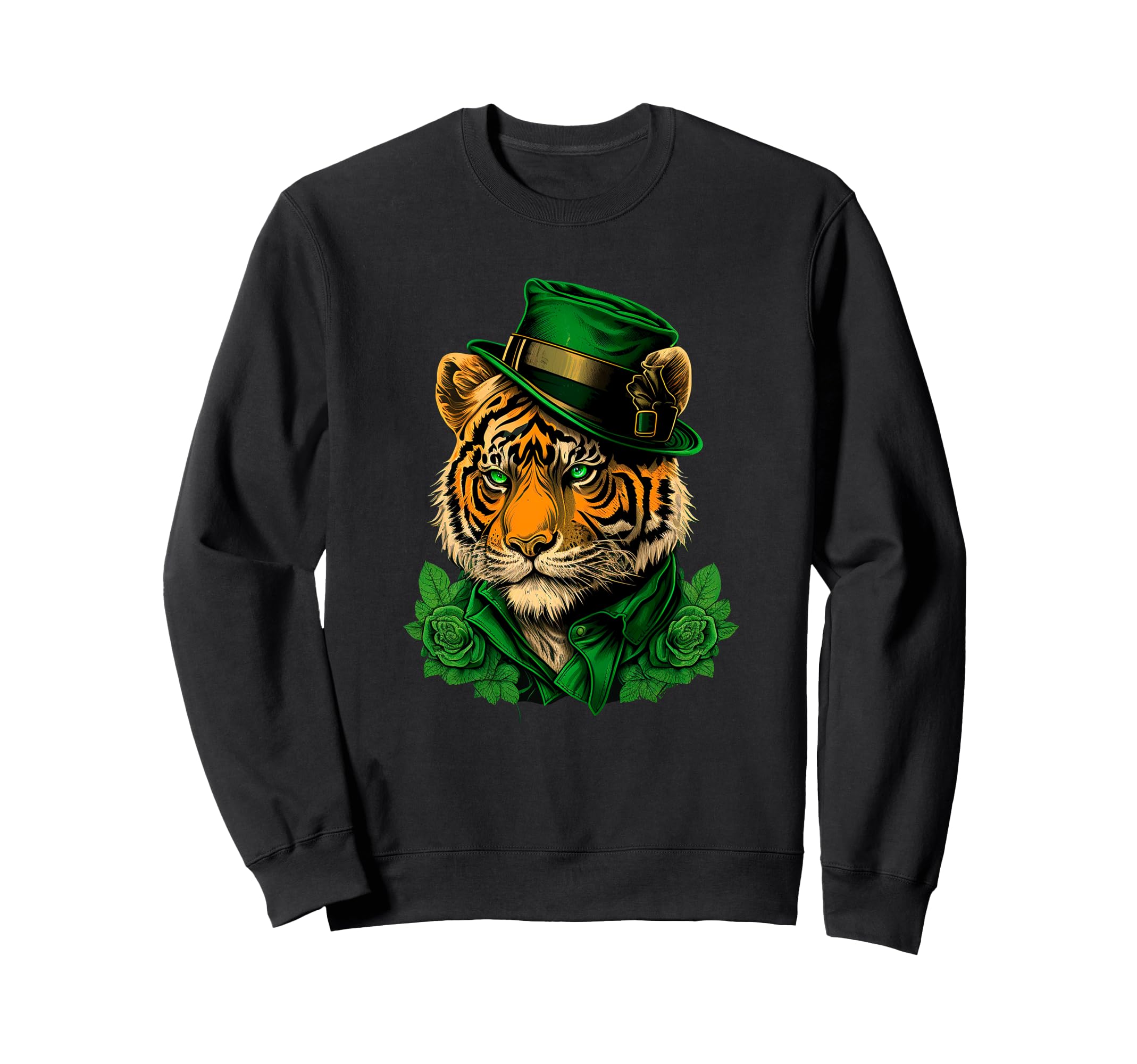 Tiger With St Patricks Hat Leprechaun Funny Irish Tiger Sweatshirt