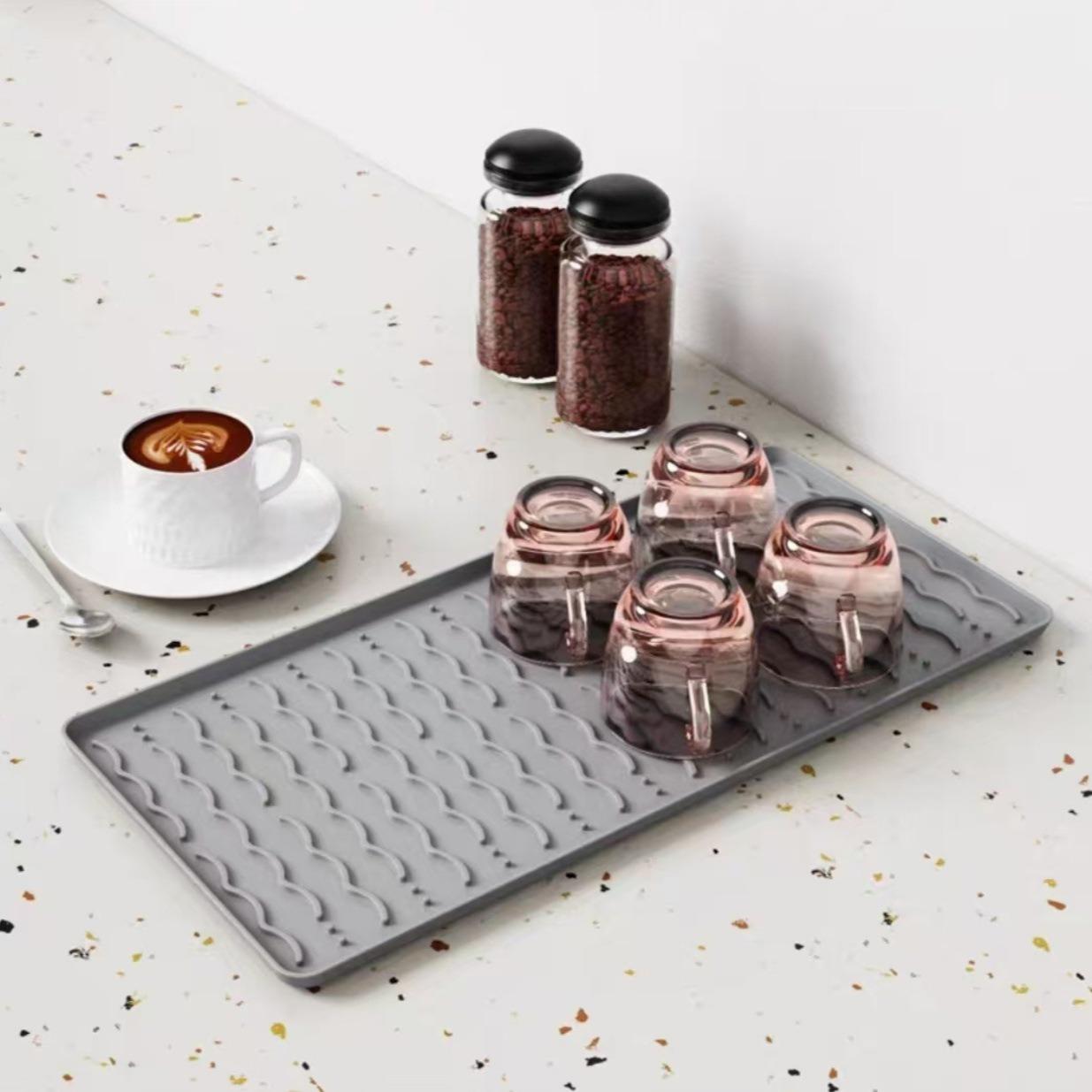 JUSTINLAU 19x40/40x60см Силиконовые коврики для кофемашины со съемным ковриком для сушки посуды Противоскользящий коврик для столешницы/обеденного стола с дренажом L