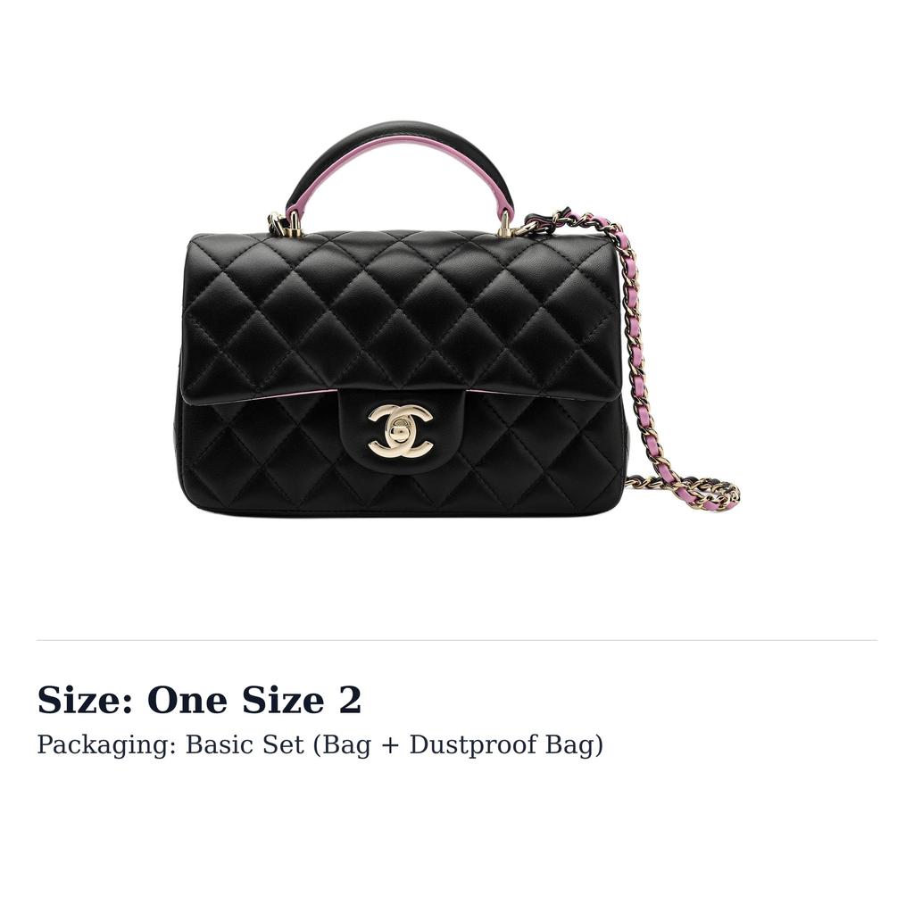 Chanel Mini Classic Flap Bag With Handle Black/Pink AS2431 AS2431-B10324-NN021