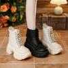 Fashion 8CM Chunky Platform Ankle Boots Women 2025 New Autumn Winter Motorcycle Boots Woman Thick Bottom Non Slip Leather Combat Boots