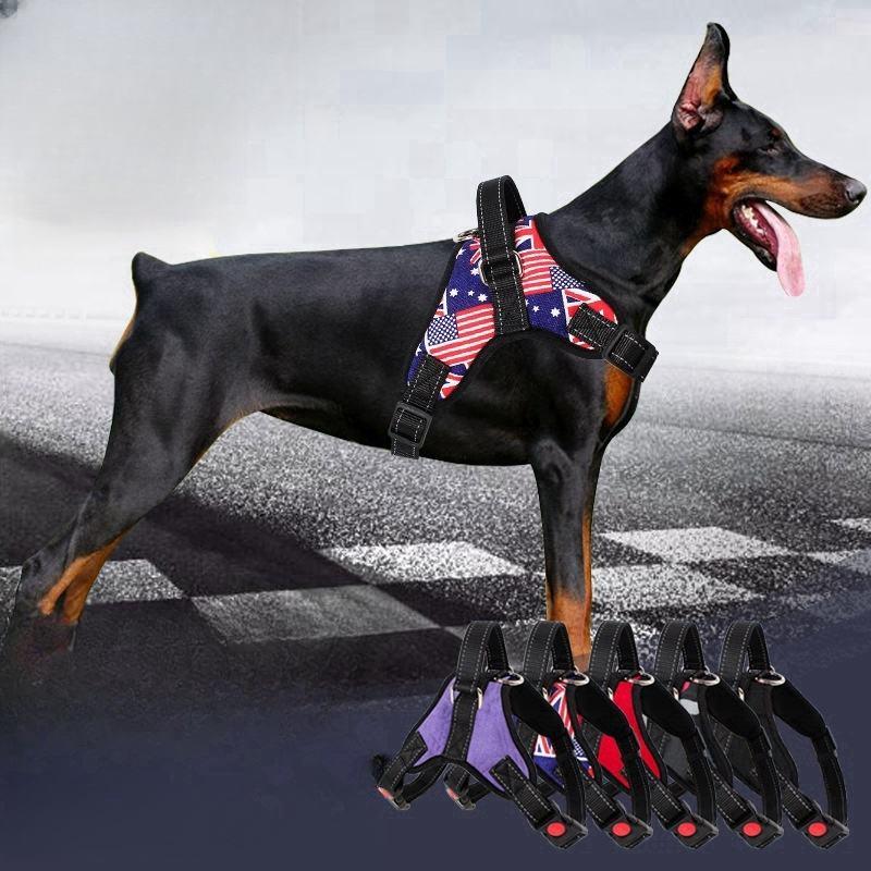 DRH No Pull Dog Harness Chest Plate Adjustable Heavy Duty Tactical Soft Padded Dog Harness for Small Medium Large Dogs Breeds