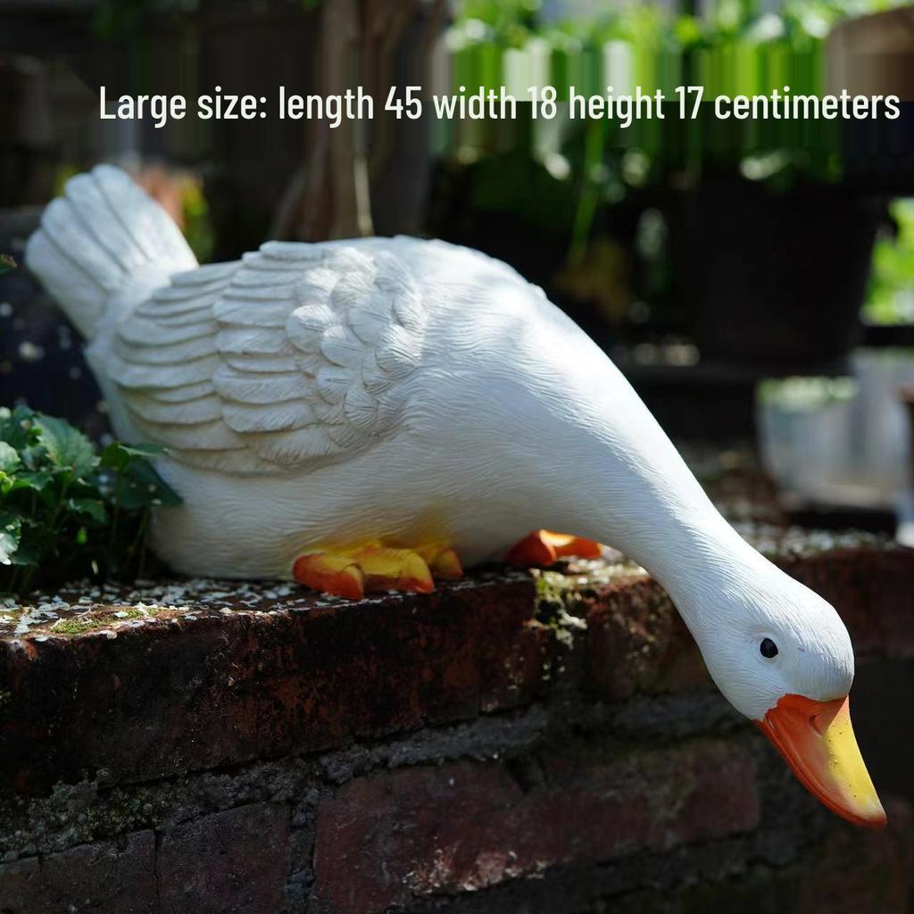 Juran Outdoor Garden White Duck Waterfall Ornament for Fish Pond Landscaping