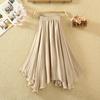 Asymmetric Designer Niche High-Waist Cotton-Linen Fairy Midi Skirt for Women - Artistic Vintage Full Flared Long Half Skirt