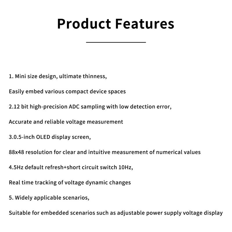 High Accuracy Mini Digital Voltmeter DC 0-30V 0.5 Inch OLED Display 5Hz 10Hz Adjustable for Lab Use 1 PCS
