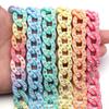 20pcs 19x14mm Acrylic Link Chain Clasp Colorful Open Buckle Beads Connector With Diamond For Jewelry Making Necklace Bag Chain