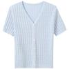 Sancai Lyocell Blend V-Neck Short Sleeve Knit Cardigan