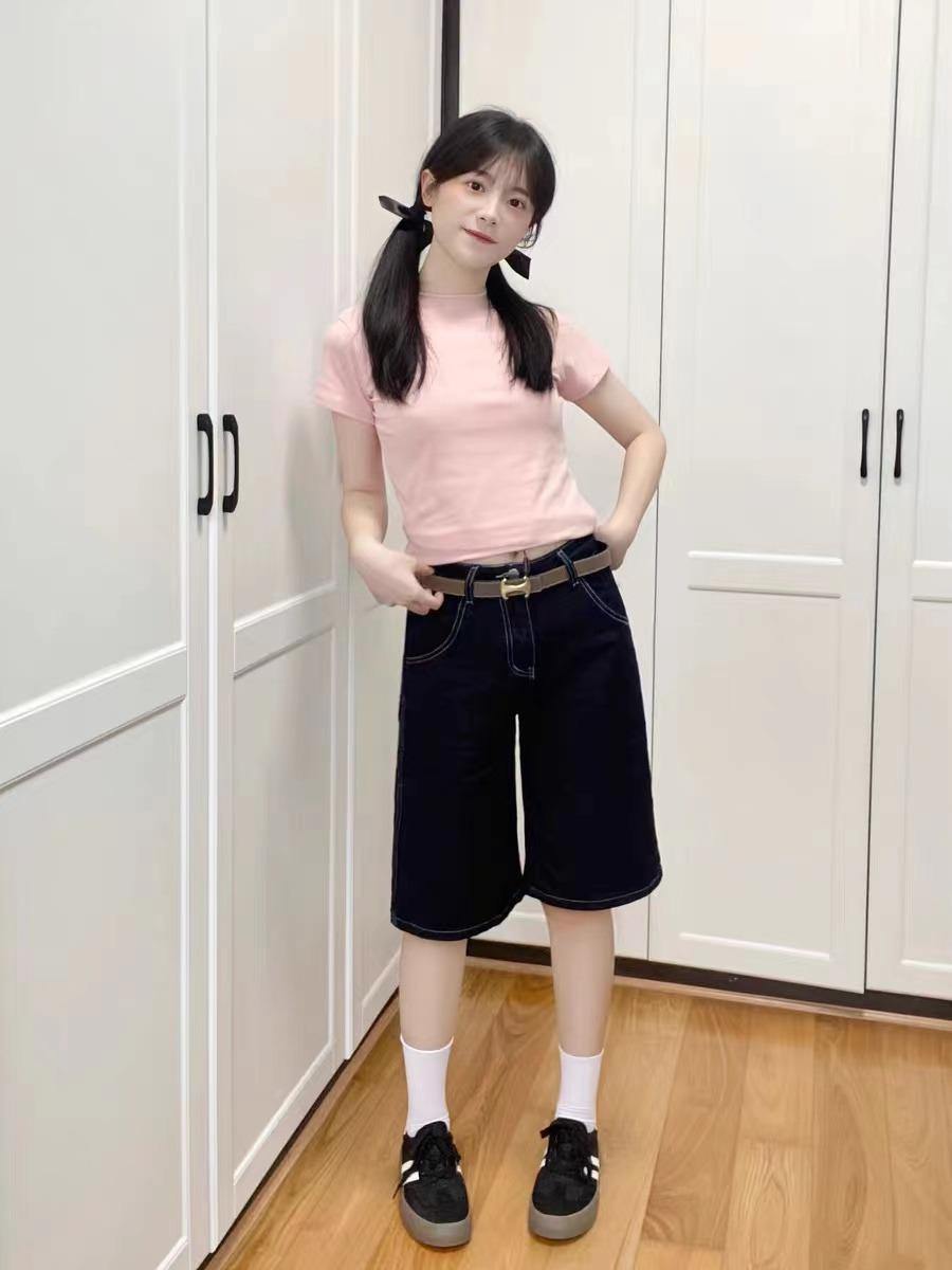 Европейские американские широкие джинсовые шорты женские повседневные свободные — фото 4