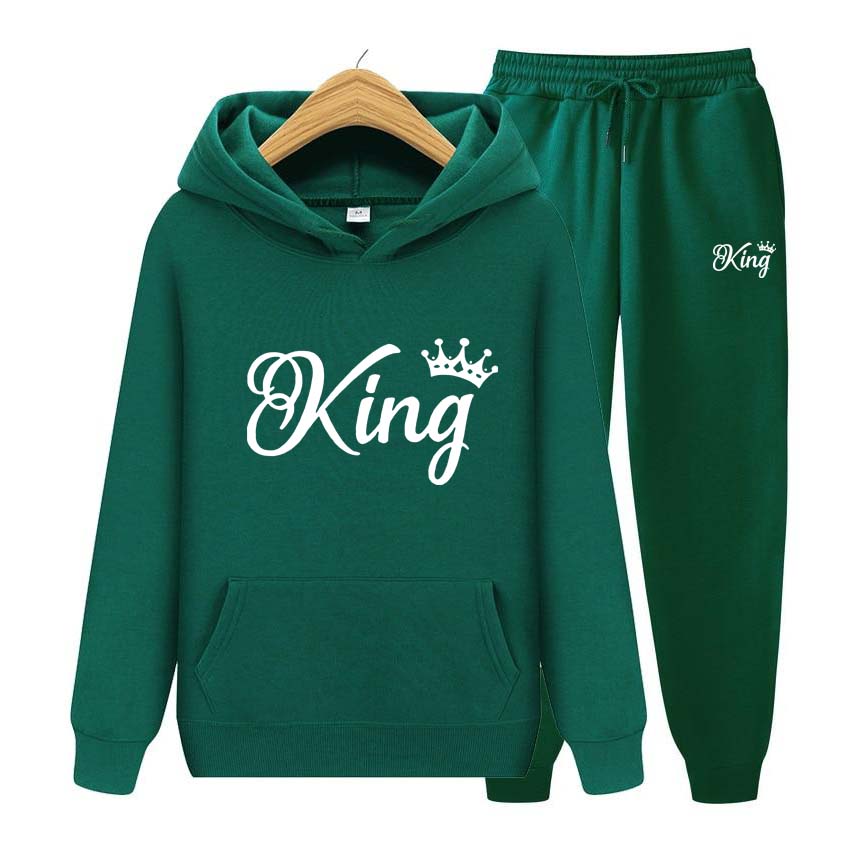 Träningsoveraller för män Set Vår Höst King Print Sweatshirt Långärmad Luvtröja Joggingbyxa Sweatshirt Streetwear Sportoverall