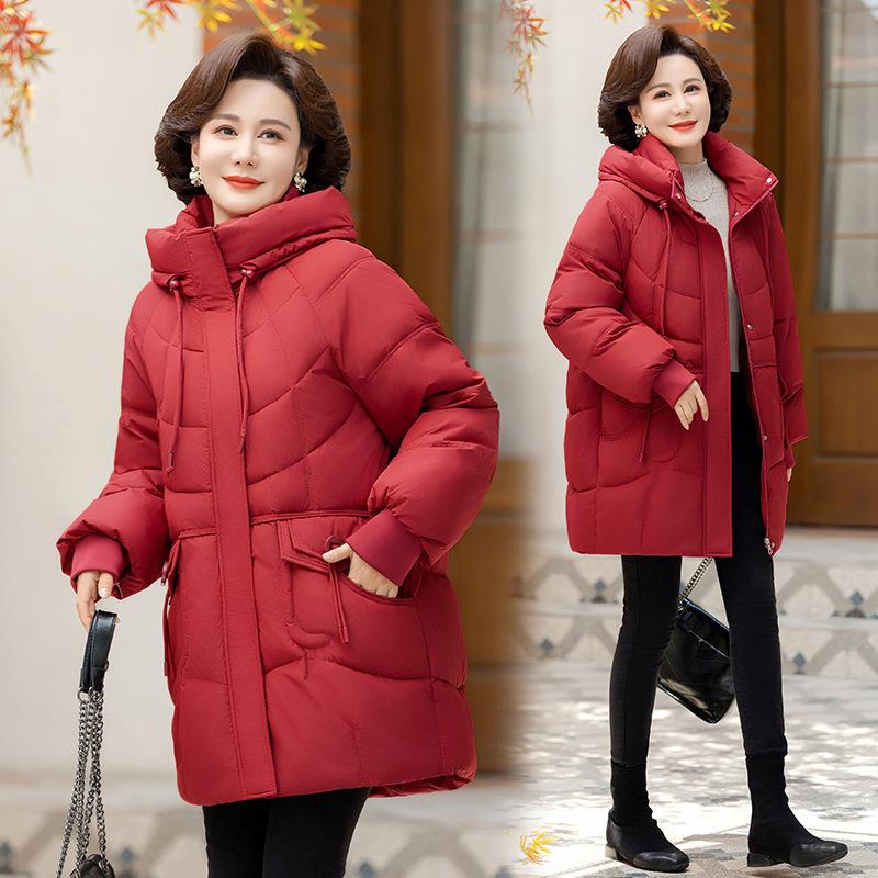 2025 new women's winter Korean cotton jacket, women's thickened mid-length cotton jacket, loose padded jacket