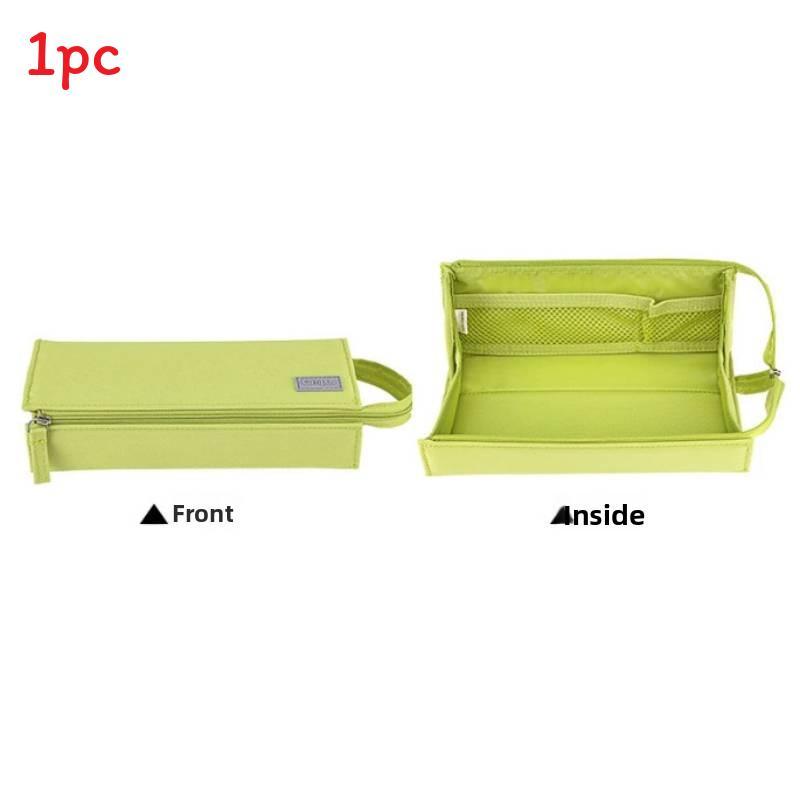 Canvas Large Capacity Pencil Case With Wide Opening For Students And Office Use