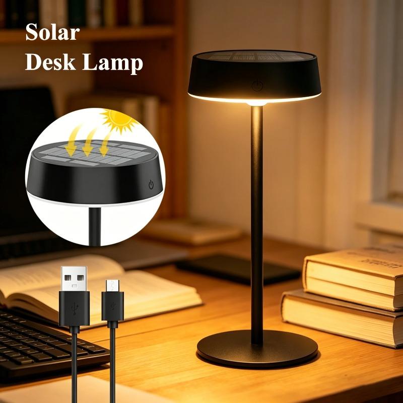 Bright Solar Table Lamp with Dual Charging 3 Color Modes, Waterproof Practical Night Light for Bedroom, Camping Home Decoration