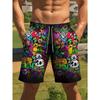Fashionable Comfortable Plus Size Drawstring Loose Fun 3D Shorts Men Creative Colorful Summer Leisure Holiday Cool Daily Versatile Shorts