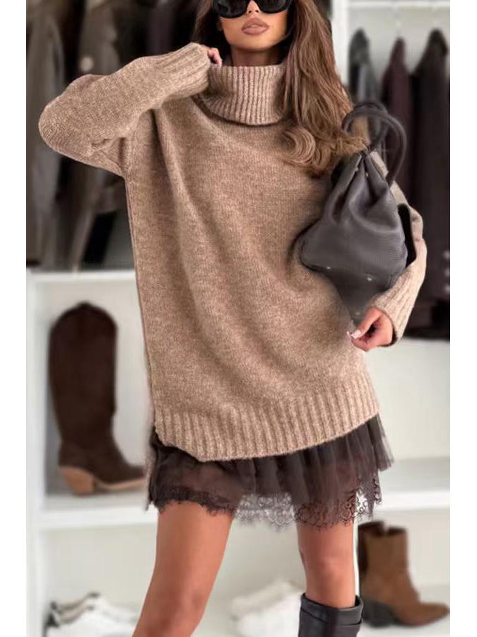 2026 Women's Winter Woolen Top & Dress Set - New Solid Color