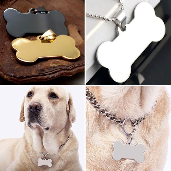 Cute Personalized Engraved Stainless Steel Dog Cats Pet ID Name Blank Bone Tags