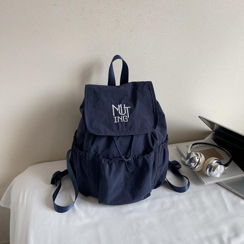 Casual canvas backpack bag women's summer new fashion letter backpack college style large capacity schoolbag