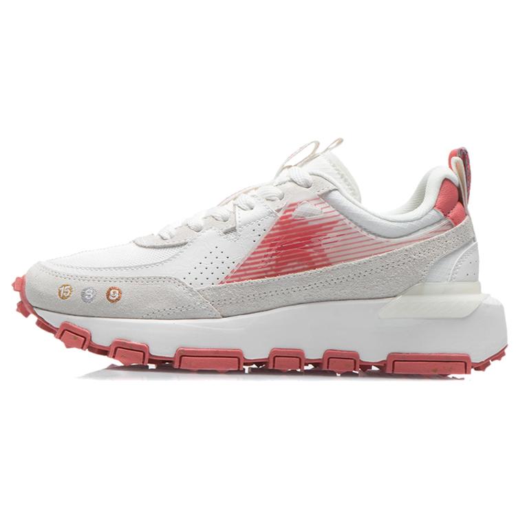 New LiNing Cushioning Low Top Running Shoes Women's White Red AGCR286-2