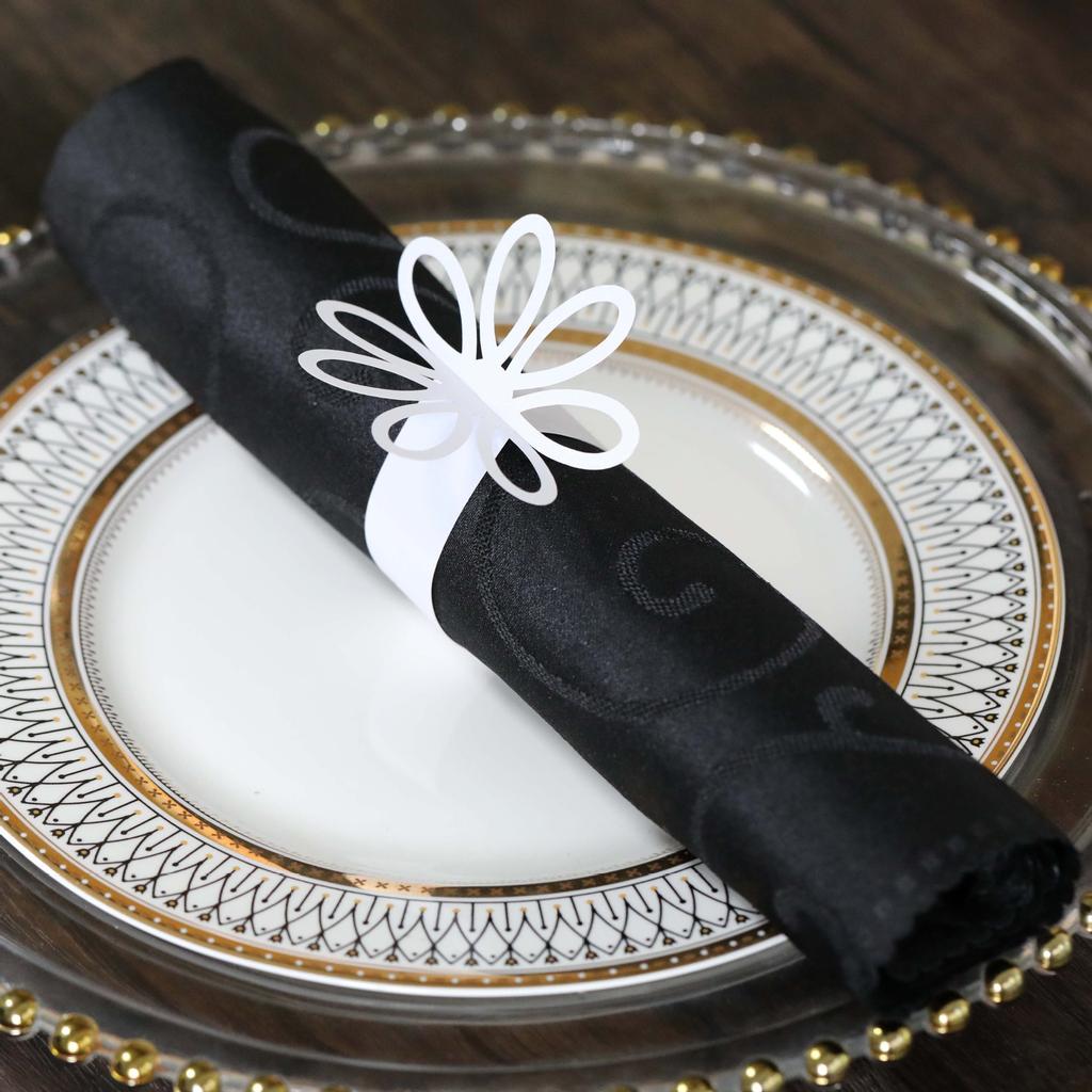 50Pcs Paper Napkin Ring  Buckle Hollow Flower Napkin Ring Wedding Party Table Decoration Supplies Wedding Hotel  Party Decor