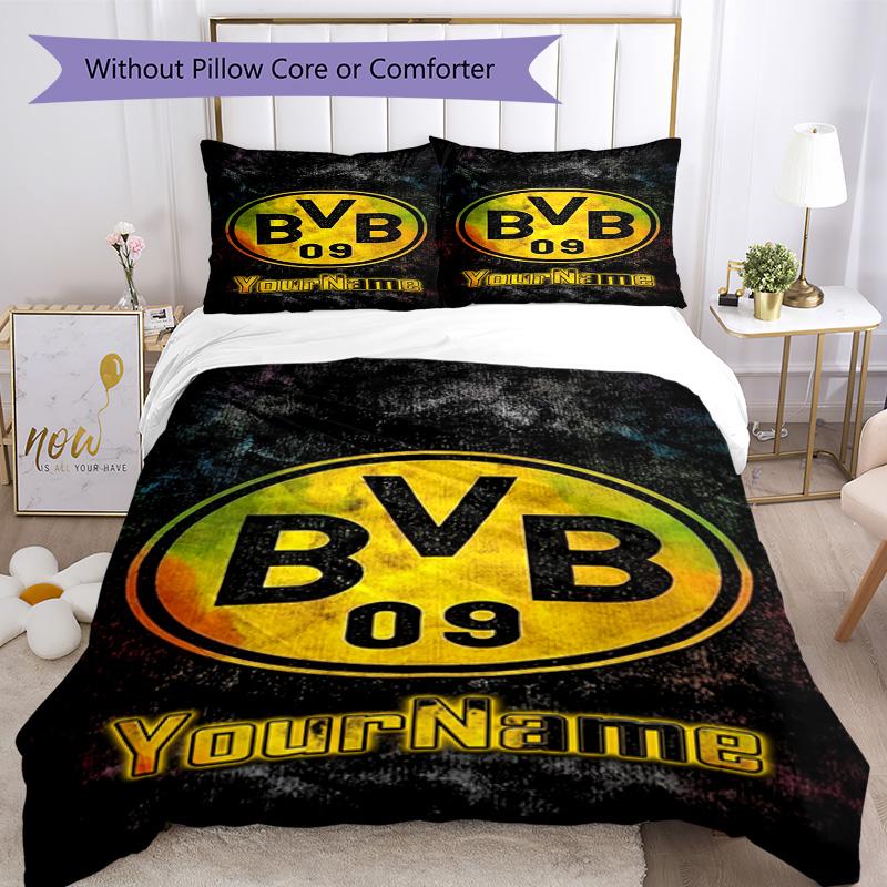 Borussia Dortmund Customize Your Name Bedding Set Breathable Duvet Cover with Pillowcases Home Decoration Birthday Gift