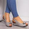 New fish mouth casual women's sandals wedge heel heightened medium heel women's shoes women's single shoes