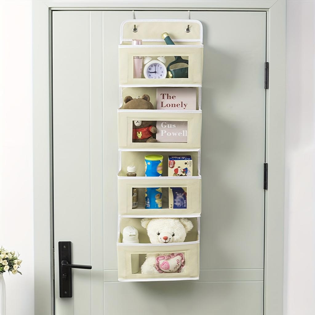 1pc Hanging Over The Door Storage Bag With 4 Visible Pockets, Space-saving Organizer Storage Bag For Bathroom, Bedroom,