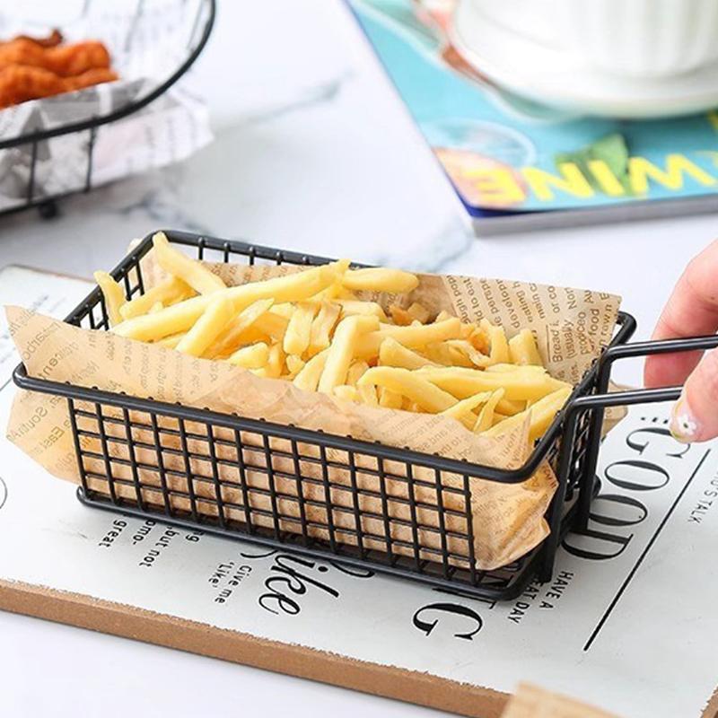 French Fries Basket Snack Bucket Fried Chicken Chip Storage Basket Food Frying Basket Oil Strainer Creative Tableware Container