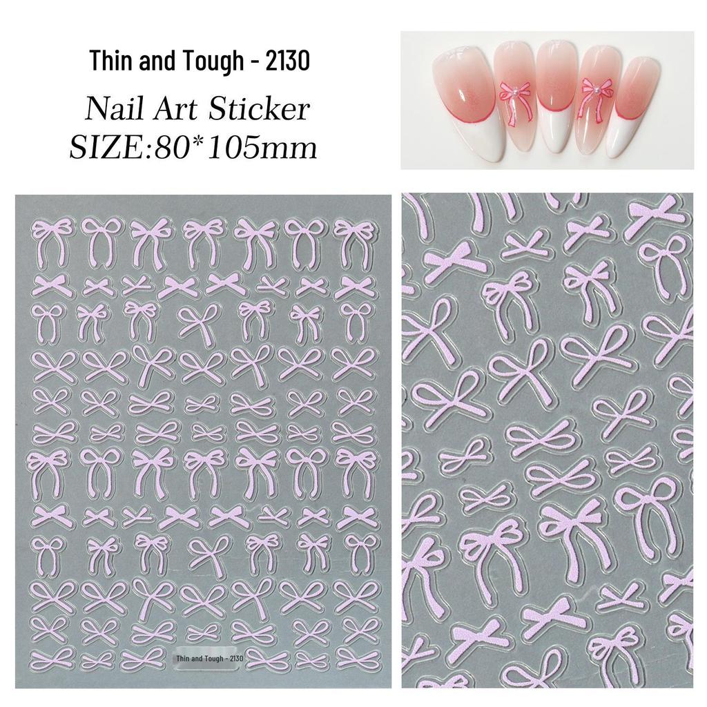 Versatile Ribbon Bow Nail Stickers - Thin, Tough, Flat Back Adhesive for DIY Nail Art Ornaments