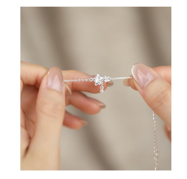 Exquisite S999 Pure Silver Starry Zircon Beaded Bracelet - Versatile Korean Style Women's Luxury Jewelry