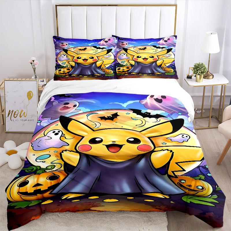 3pcs Pikachu Duvet Cover Set, Includes 1 Duvet Cover and 1/2 Pillowcases (No Insert) Yy251104232