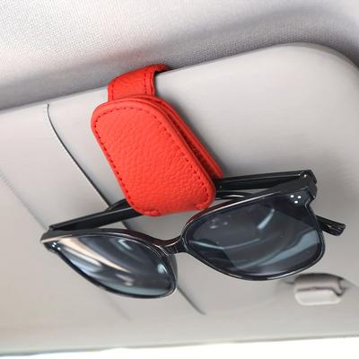 Magnetic Genuine PU Leather Sunglasses Clip - Car Visor Glasses Hanger - Car Interior Visor Accessories