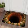 2D Flat Optical Illusion Endless Abyss Red Brick Stone Trap Mat Retro Rural Mat Farm Mat Non Slip Soft Bedroom Corridor Carpet