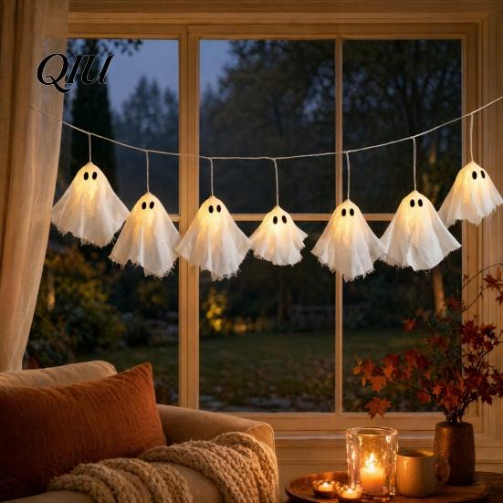 Indoor Outdoor Halloween Decor Glowing Ghost Hanging Decor, Spooky Light Up Ornament for Party Set Scene, Wall Window Decoration, Festive