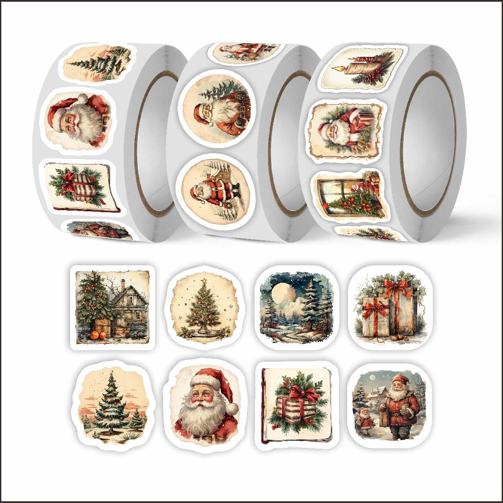 Vintage Christmas Stickers, Gift Decoration Stickers, Envelopes, Greeting Card Seals