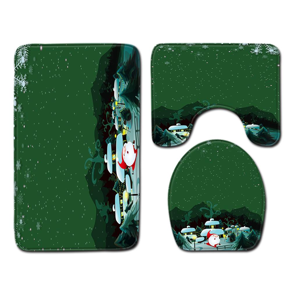Christmas Bathroom Floor Mat Toilet Three-Piece Set