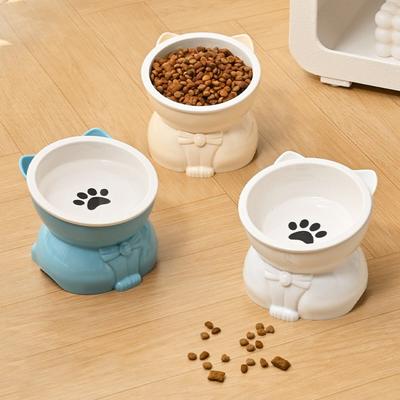 Fournitures pour animaux de compagnie Bol en céramique pour chat Bouche inclinée créative Bassin d'alimentation pour nourriture pour chien Mangeoire à boire antidérapante mignonne pour animaux de compagnie Contenant d'eau