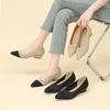 Spring/Summer British Pointed Toe Chunky Low Heel Soft Sole Knit Women's Casual Single Shoes