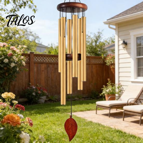 Metal Wind Chime with 6 Aluminum Tubes, Garden Hanging Chimes, Weather Resistant Wind Chimes for Outdoor Garden Patio Decoration