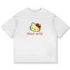 Sanrio 2026 Summer Comic Form Hello Kitty Image 100 Cotton Printed Casual Tshirt Adult Children Parentchild Top Homewear Y2k