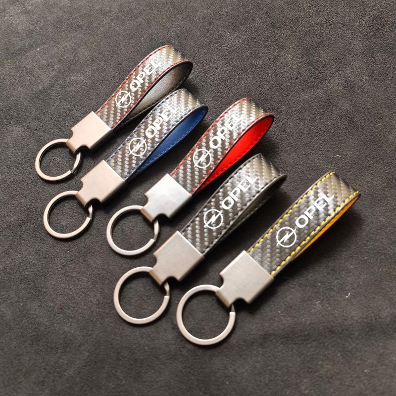 Carbon Fiber Car Keyring Keychain Luxury Leather Key Chain Pendant For Opel Antara Astra Insigni Mokka Corsa Mokka Vectra Opc
