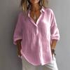 Top de Punto Casual de Moda para Mujer, Algodón Lino, Cuello en V, Manga Larga