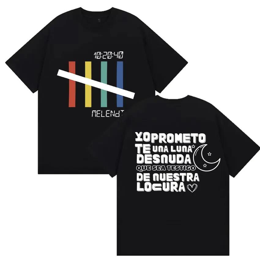 Rapper Melendi Tour 2025 Album Merch T Shirts Men's Vintage Gothic Oversized Cotton T-shirt Plus Size Streetwear Cotton Hip Hop