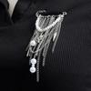 Fashion Exaggerated Multiple Tassels Stars Pearl Brooch Women Functional Waist Cinching Fixed Pin Jewelry Accessories
