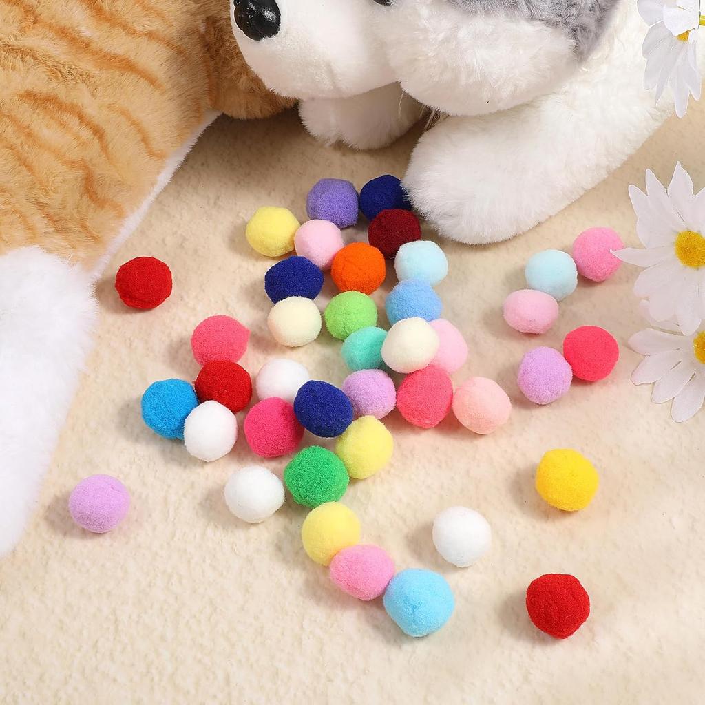 18pcs 3cm Colorful Plush Cat Teaser Toy Balls Chew Durable Cat Toy Balls Cat Training Toy Balls ZSY