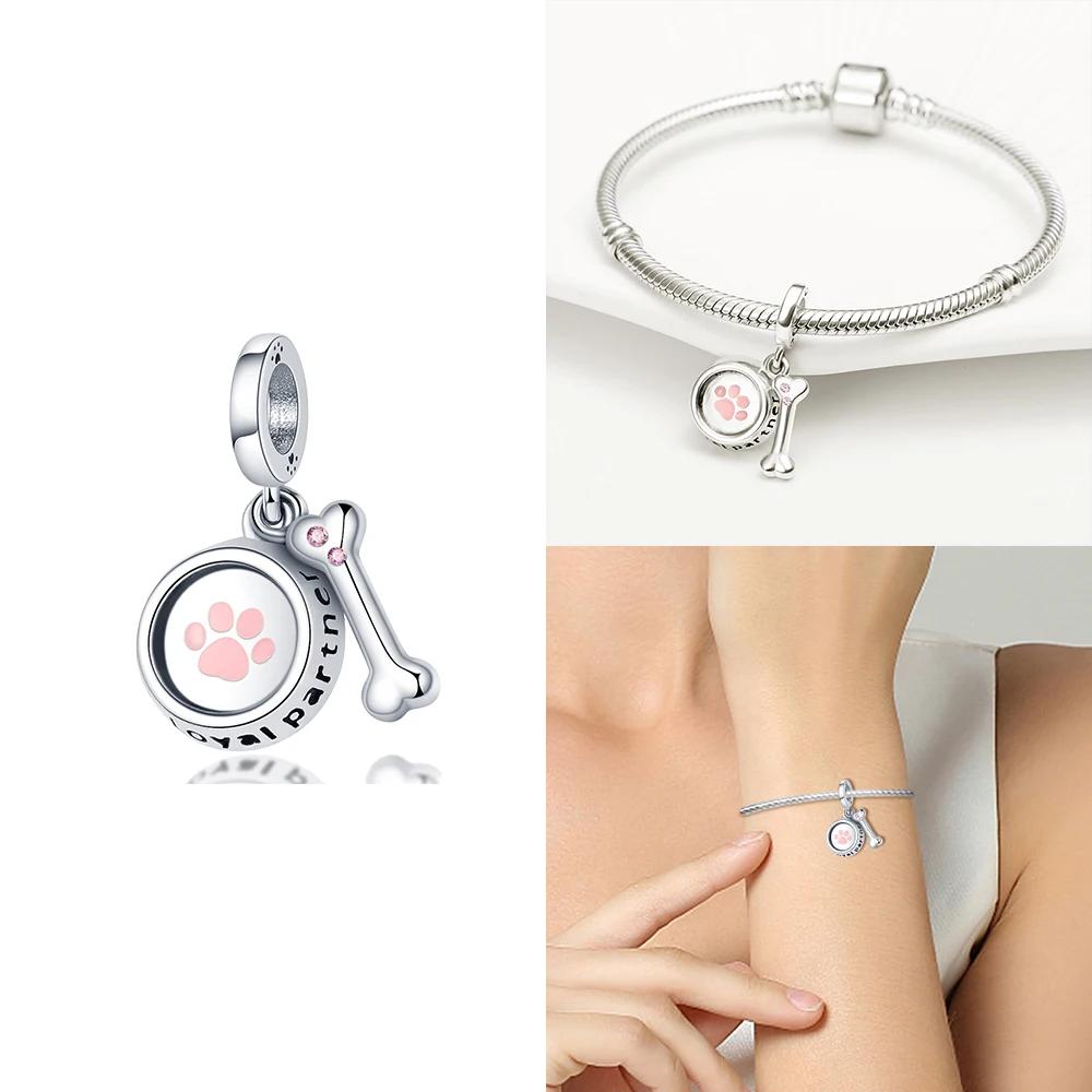 Copper Color Trunk Heart Shape Bow Pink Charms Beads Fitoriginal Bracelets Fine Diy Birthday Women Jewelry Gift