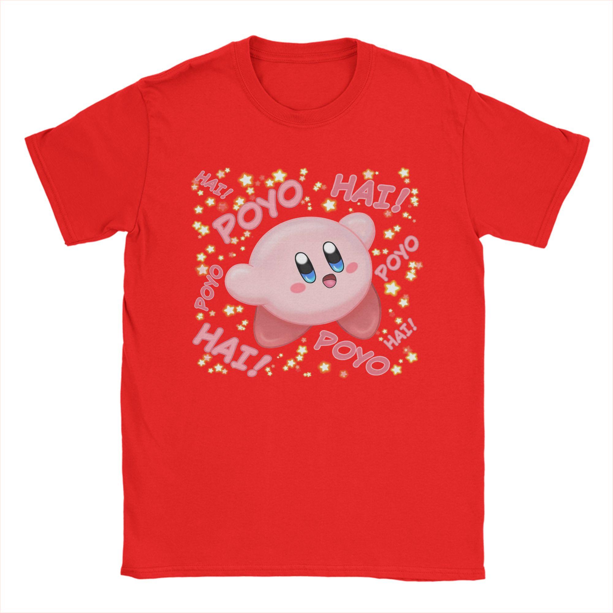 

Pink Poyo Kirbys TShirts for Men Vintage Pure Cotton Tees Crewneck Short Sleeve T Shirt New Arrival Clothes S