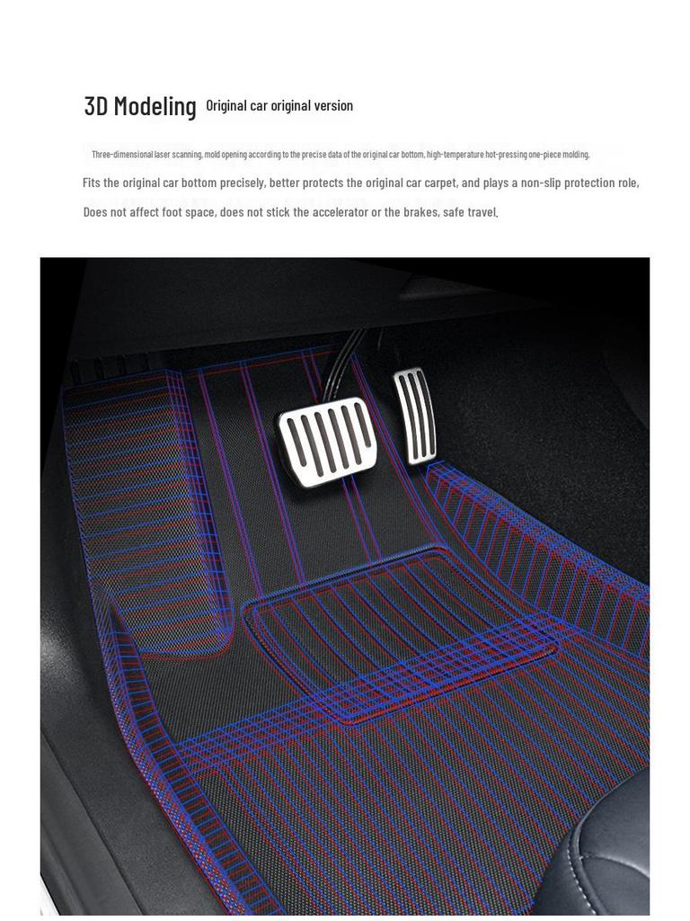 Non-Slip XPE TPE Floor Mats & Trunk Mat for Tesla Model 3/Y, Left & Right-Hand Drive, with Backrest & Foot Pads